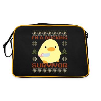 Canard avec couteau Meme - Canard survivant Noël - Sac Retro - noir/or - Dos