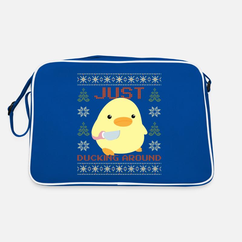 Ente mit Messer Meme Duckin' around Ugly Christmas Retro Tasche