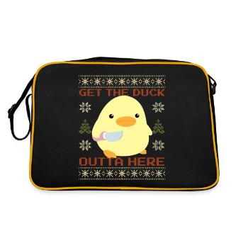 Ente mit Messer Meme - Get the Duck Ugly Christmas - Retro Tasche - Schwarz/Gold - Hinten
