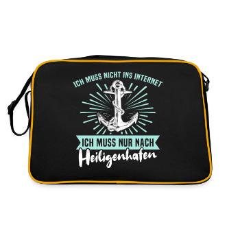Lustige Heiligenhafen Sprüche - Retro Tasche - Schwarz/Gold - Hinten