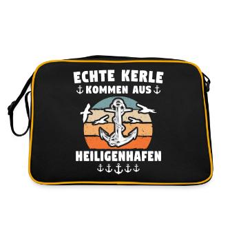 Heiligenhafen Sprüche - Retro Tasche - Schwarz/Gold - Hinten