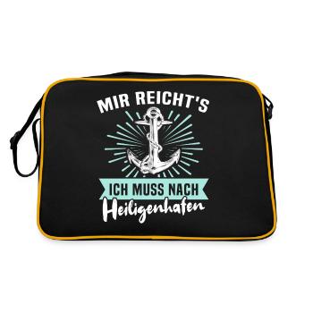 Heiligenhafen Sprüche - Retro Tasche - Schwarz/Gold - Hinten