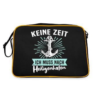 Heiligenhafen Sprüche - Retro Tasche - Schwarz/Gold - Hinten