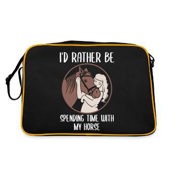 Zeit mit Pferden Unbezahlbar - Retro Tasche - Schwarz/Gold - Hinten