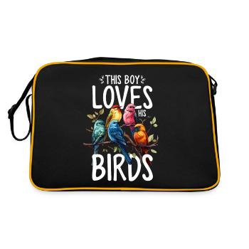 Oiseau Garçon Oiseau Drôle Oiseau Observateur D’oiseaux - Sac Retro - noir/or - Dos
