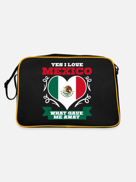 Mexico Heart Mexican Flag Mexicans - Retro Bag - black/gold - Back