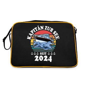 Boot Bootsführerschein 2024 Kapitän - Retro Tasche - Schwarz/Gold - Hinten