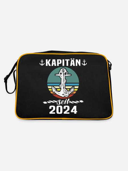 Kapitän 2024 Bootsführerschein - Retro Tasche - Schwarz/Gold