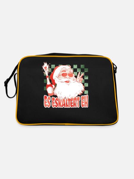 "Es eskaliert eh" Party Kostüm für Weihnachten - Retro Tasche - Schwarz/Gold - Hinten