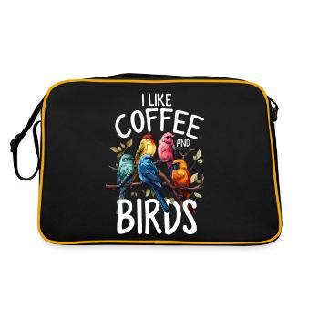 I Like Birds and Coffee Funny Bird Watching - Retro Bag - black/gold - Back