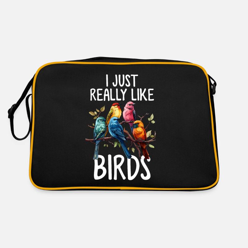 J’aime vraiment les oiseaux Observation drôle d’oiseaux - Sac Retro - noir/or
