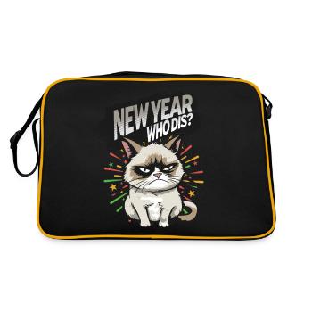 New Year Who dis? Angry Cat Happy New Year Pajamas - Retro Tasche - Schwarz/Gold - Hinten