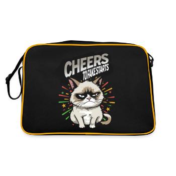 Fake Starts - Angry Cat Happy New Year Pajamas - Retro Bag - black/gold - Back