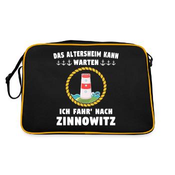 Zinnowitz Sprüche - Retro Tasche - Schwarz/Gold - Hinten
