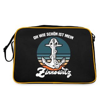 Zinnowitz Sprüche - Retro Tasche - Schwarz/Gold - Hinten