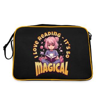 La lecture est magique - Kawaii Anime Girl Bookish - Sac Retro - noir/or - Dos