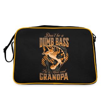 Don't Be A Dumb Bass - Be A Reel Cool Grandpa - Retro Tasche - Schwarz/Gold - Hinten