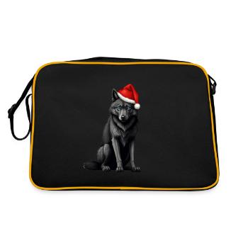 Wild Christmas Magic: Wolf with Cap - Retro Bag - black/gold - Back