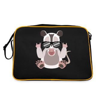 Rockendes Opossum Lebensfreude Pur - Retro Tasche - Schwarz/Gold - Hinten