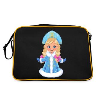 Ded Moroz Snegurotschka russischer Weihnachtsmann - Retro Tasche - Schwarz/Gold - Hinten