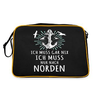 Norden Sprüche Nordener - Retro Tasche - Schwarz/Gold - Hinten