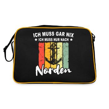 Norden Sprüche Nordener - Retro Tasche - Schwarz/Gold - Hinten