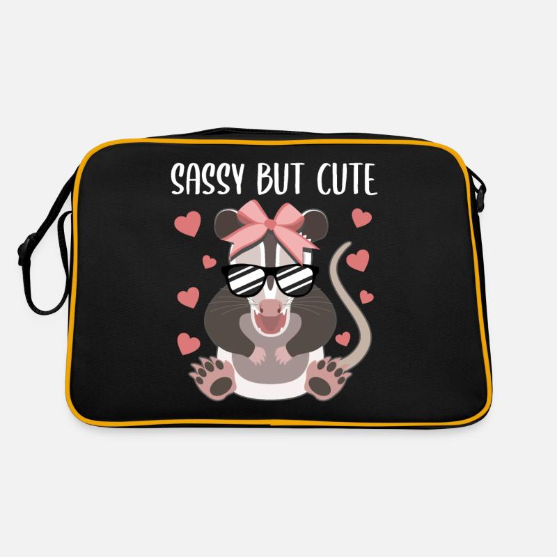 Opossum Liebe Mädchen Süßes Design - Retro Tasche - Schwarz/Gold
