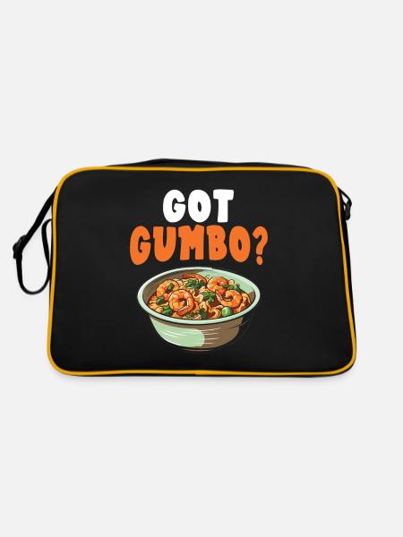 Gumbo Lovers Foodie Louisiane Manger Cuisine Cajun - Sac Retro - noir/or - Dos