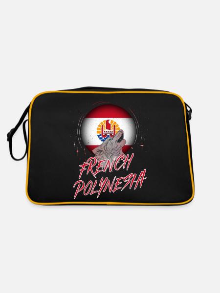 Französisch-Polynesien - Retro Tasche - Schwarz/Gold - Hinten