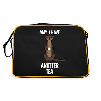 Otter with Tea Cup and Tea Bag - Retro Bag - black/gold - Back