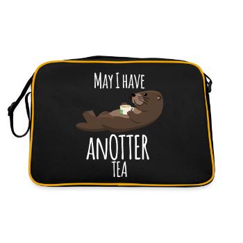 Otter with Tea Cup Tea Bag - Retro Bag - black/gold - Back