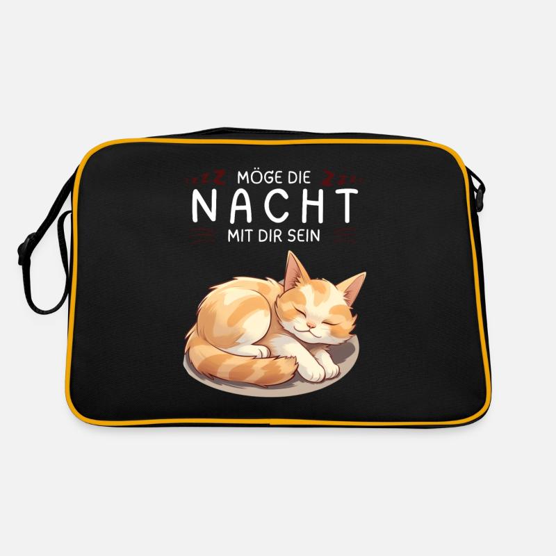 Möge die Nacht mit dir sein - Schlafshirt Katze Retro Tasche