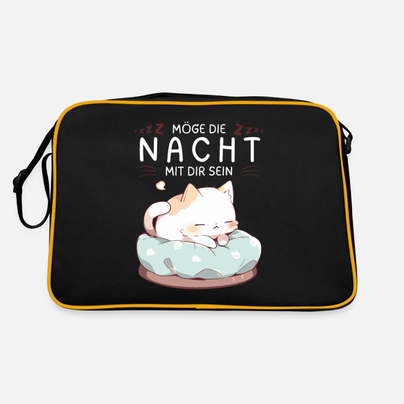 Möge die Nacht mit dir sein - Schlafshirt Katze Retro Tasche