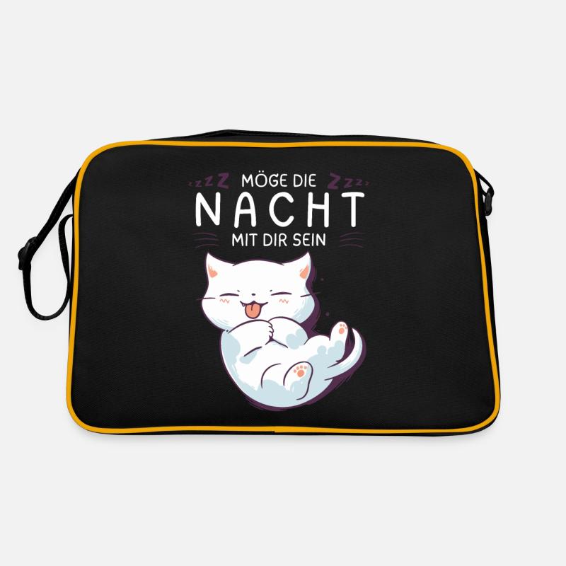 Möge die Nacht mit dir sein - Schlafshirt Katze Retro Tasche