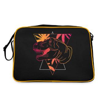 T-Rex Neon Dreieck Kunstwerk Geschenk - Retro Tasche - Schwarz/Gold - Hinten