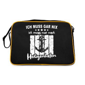 Heiligenhafen - Retro Tasche - Schwarz/Gold - Hinten