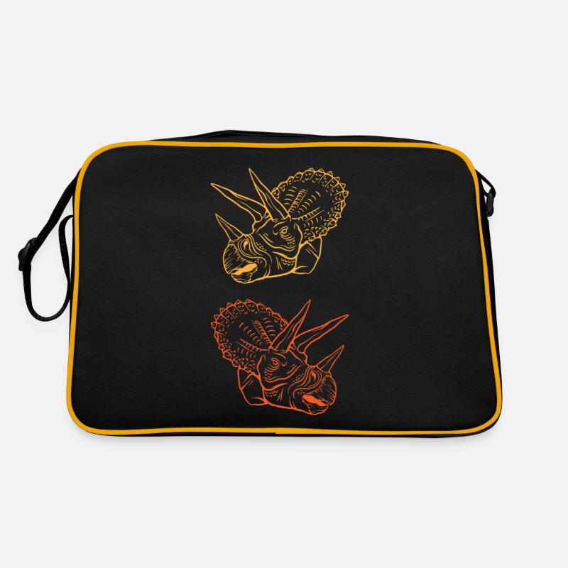 Triceratops Line Art Minimal Black Retro Bag