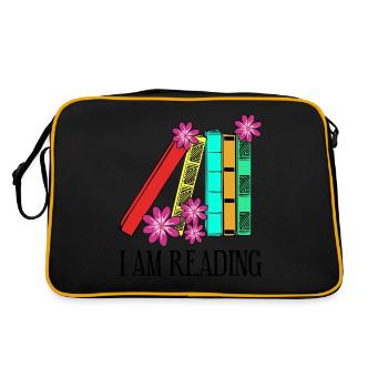 Reading Books Book Bookworm Read - Retro Bag - black/gold - Back