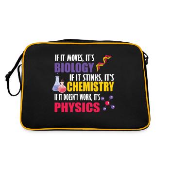 Wenn es sich bewegt, ist es Biologie, Chemie, Physik, lustig - Retro Tasche - Schwarz/Gold - Hinten