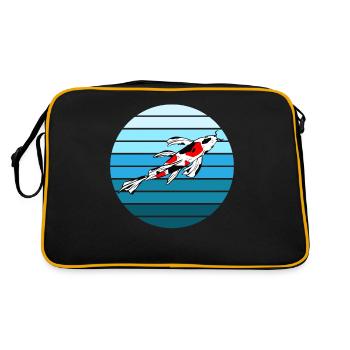 Eleganter Koi Karpfen Zen-Garten - Retro Tasche - Schwarz/Gold - Hinten