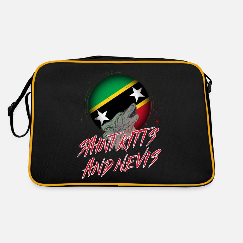 St. Kitts und Nevis - Retro Tasche - Schwarz/Gold