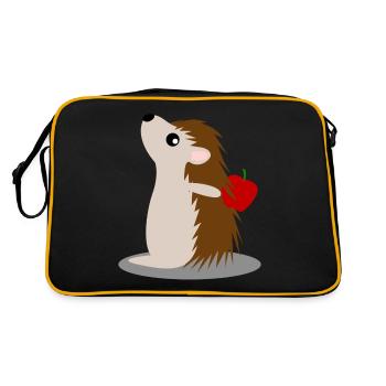 Hérisson avec des hérissons de pommes - Sac Retro - noir/or - Dos