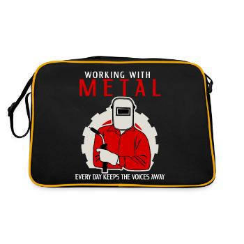 Metal Work Welder Blacksmith Metalworker - Retro Bag - black/gold - Back