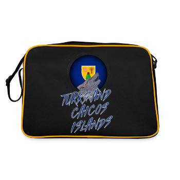 Turks und Caicosinseln - Retro Tasche - Schwarz/Gold - Hinten