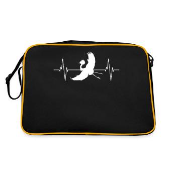 Crane Silhouette Heartbeat Bird Lover - Retro Bag - black/gold - Back