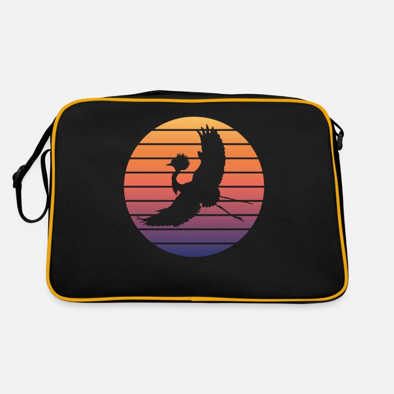 Crane Contour Sunset Nature Fan Retro Bag