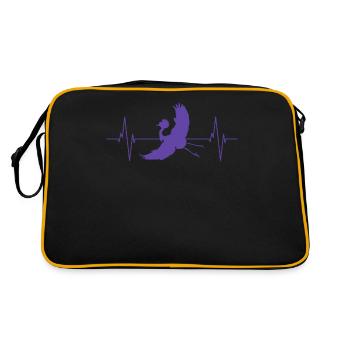 Crane Silhouette Heartbeat Bird Lover - Retro Bag - black/gold - Back