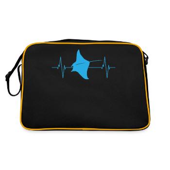 Mantarochen Herzschlag Ozeanliebe - Retro Tasche - Schwarz/Gold - Hinten