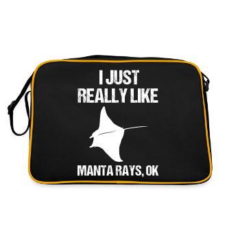 Einfach Mantarochen Liebhaber Klarheit - Retro Tasche - Schwarz/Gold - Hinten