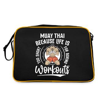 Muay Thai, weil das Leben zu kurz ist, um sich zu langweilen - Retro Tasche - Schwarz/Gold - Hinten